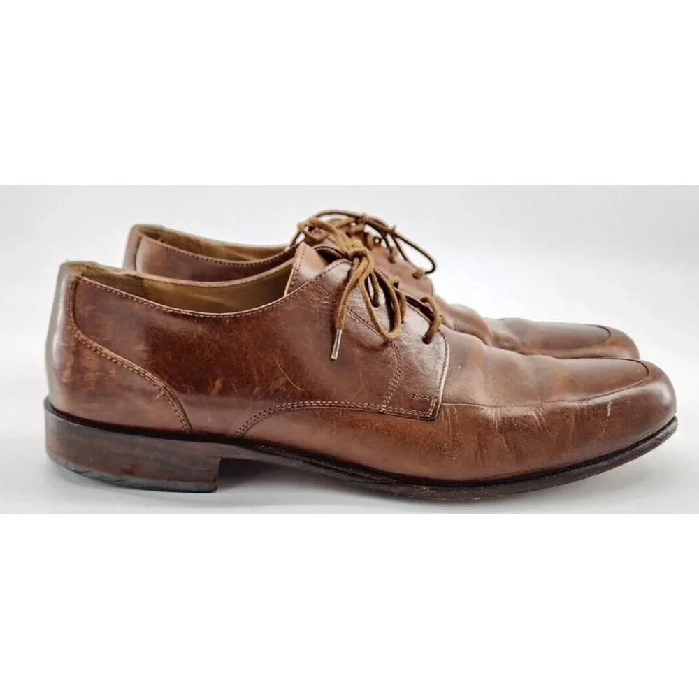 JOHNSTON & MURPHY Soft‎ Brown Italian Oxford Lace Up Dress Shoes Men's Size 12M